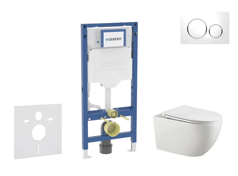 Geberit Duofix - komplekts, priekšsienas elements, Gaia WC ar SoftClose sēdekli un Sigma20 vadības plati, balts/hroms SANI11CA3122B