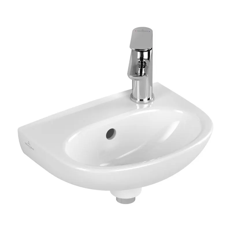 Villeroy & Boch O.novo - roku mazgājamā izlietne 36x28 cm, ar pārplūdi, jaucējkrāna caurums, CeramicPlus, Alpu balts 43403R01
