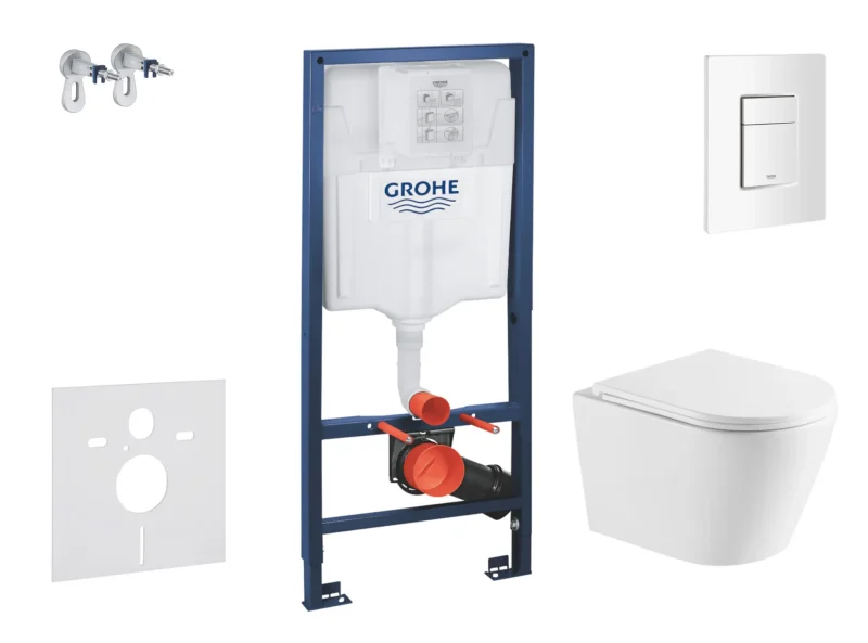 Grohe Rapid SL - priekšsienas elementa komplekts, WC Nefia ar Softclose sēdekli un Skate Cosmopolitan vadības plati, alpu balts SANI11BA3112