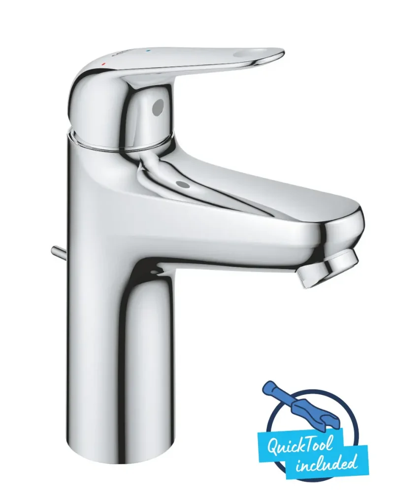 Grohe Swift - izlietnes maisītājs ar noteces komplektu, aukstā starta funkcija, hroms 24328001