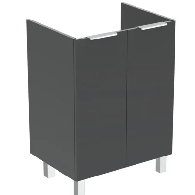 Ideal Standard Eurovit+ - izlietnes apakšskapītis, 84x60x44 cm, 2 durvis, eņģes kreisajā/labajā pusē, pelēks spīdīgs R0258TI