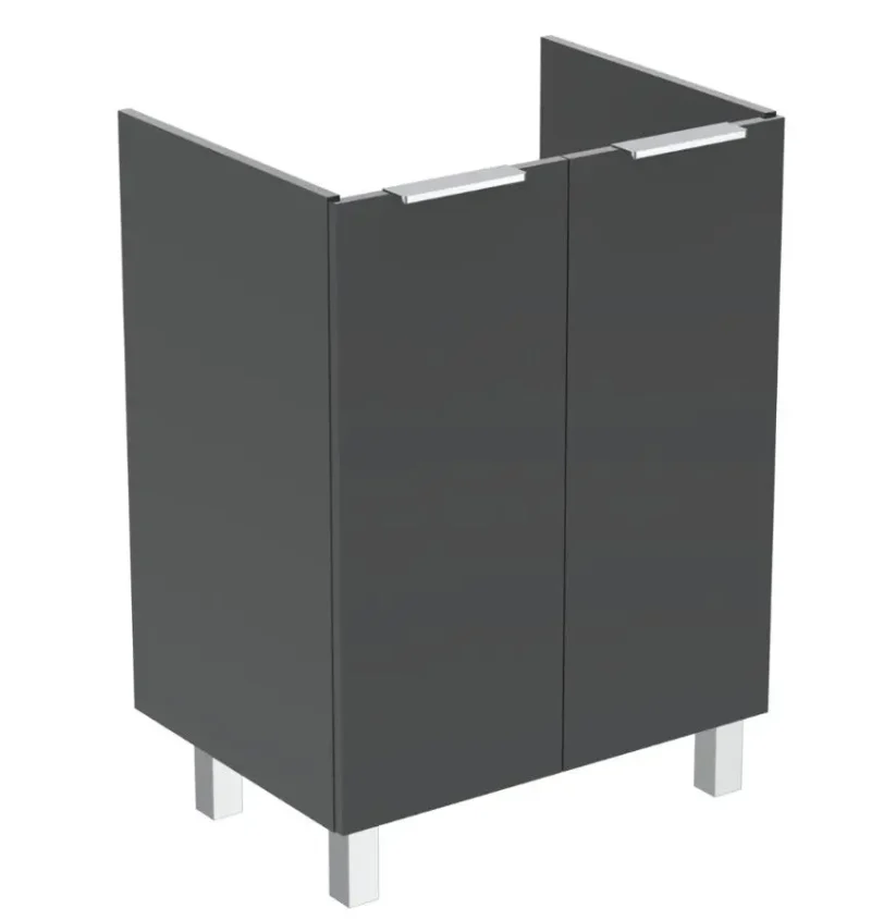Ideal Standard Eurovit+ - izlietnes apakšskapītis, 84x60x44 cm, 2 durvis, eņģes kreisajā/labajā pusē, pelēks spīdīgs R0258TI