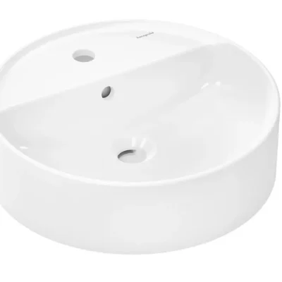 Hansgrohe Xuniva S - uzliekamā rokas izlietne, diametrs 45 cm, ar pārplūdi, jaucējkrāna caurumu, SmartClean, balta 61076450