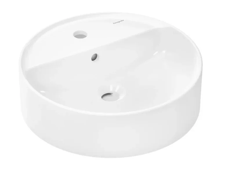Hansgrohe Xuniva S - uzliekamā rokas izlietne, diametrs 45 cm, ar pārplūdi, jaucējkrāna caurumu, SmartClean, balta 61076450