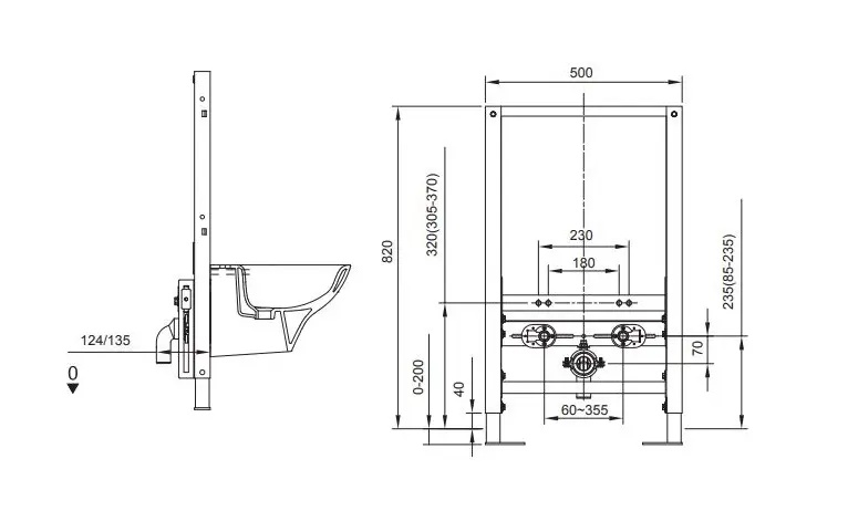 Kludi Unifix - zemapmetuma elements bidē, augstums 82 cm 79201