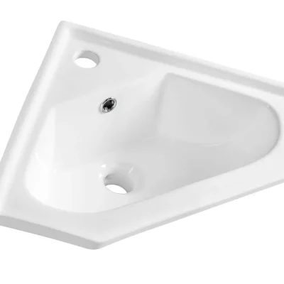 Aqualine sanitārā keramika - stūra izlietne 41x18x41 cm, ar pārplūdi, caurumu jaucējkrānam, balta 1601-40