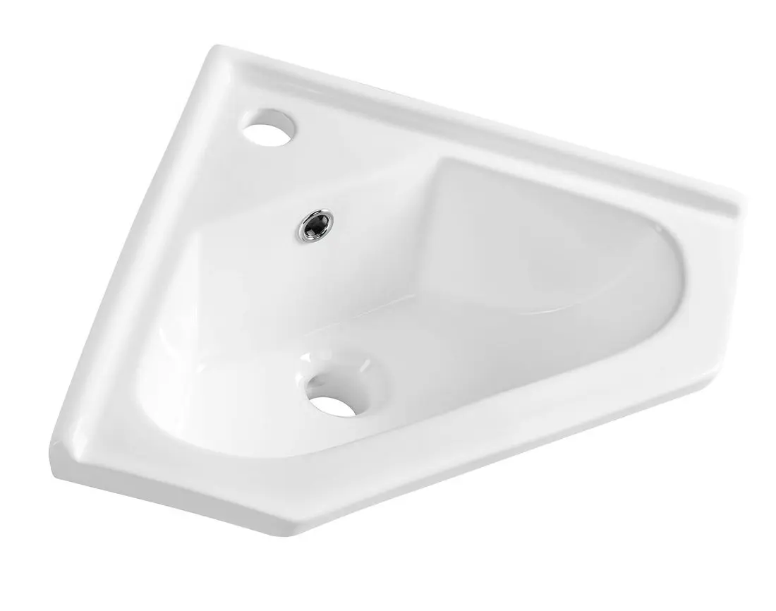 Aqualine sanitārā keramika - stūra izlietne 41x18x41 cm, ar pārplūdi, caurumu jaucējkrānam, balta 1601-40