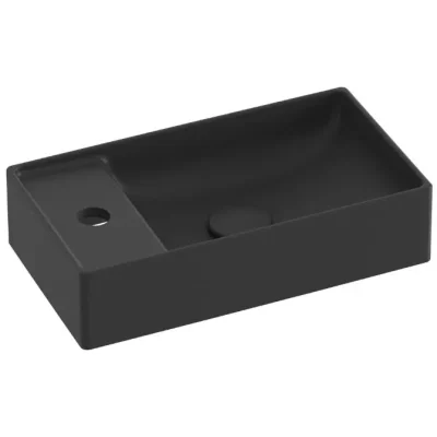 Ravak Veda 400 - rokas izlietne 40x22 cm, bez pārplūdes, caurums jaucējkrānam, matēti melna XJX0D240000
