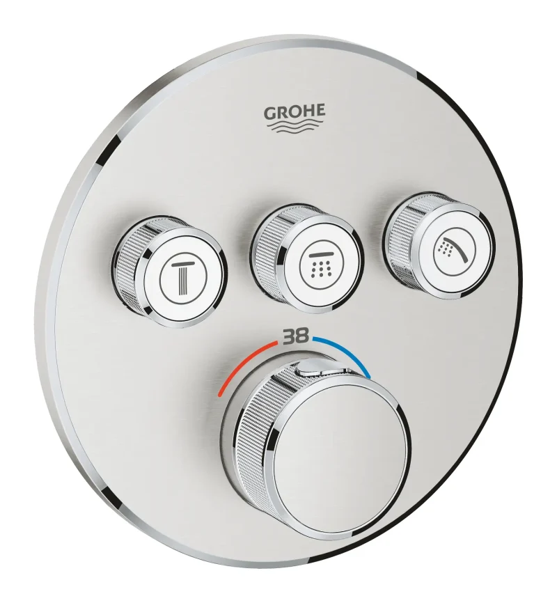 Grohe Grohtherm SmartControl - termostata dušas maisītājs - zemapmetuma ar 3 noslēgvārstiem, SuperSteel 29121DC0