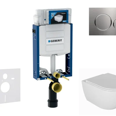 Geberit Kombifix - komplekts, priekšsienas elements, WC Oudee ar Softclose sēdekli un Sigma20 vadības plati, nerūsējošais tērauds SANI15CA6101