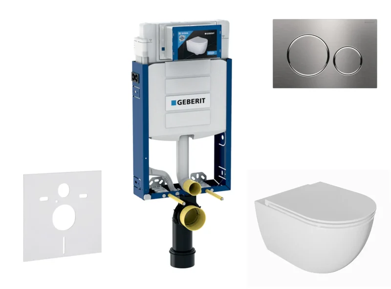 Geberit Kombifix - komplekts, priekšsienas elements, WC Oudee ar Softclose sēdekli un Sigma20 vadības plati, nerūsējošais tērauds SANI15CA6101
