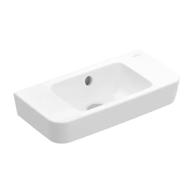 Villeroy & Boch O.novo - roku mazgājamā izlietne Compact 50x25 cm, ar pārplūdi, bez cauruma jaucējkrānam, AntiBac, Alpu balts 43425201