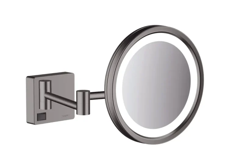 Hansgrohe AddStoris - sienas kosmētikas spogulis ar LED lampu, hroms melns birstēts 41790340