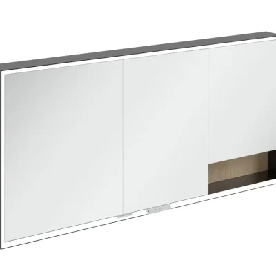 Villeroy & Boch My View+ - spoguļskapītis ar LED apgaismojumu 160x75x17 cm, 3 durvis, Nordic Oak/matēti melns B48216VJ