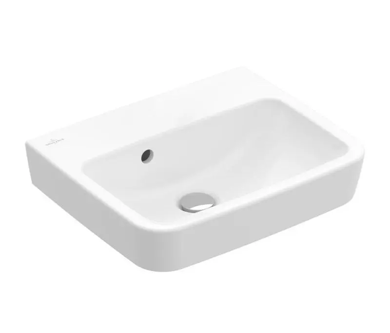 Villeroy & Boch O.novo - roku mazgāšanas izlietne 50x37 cm, ar pārplūdi, bez jaucējkrāna atveres, AntiBac, CeramicPlus, Alpu balts 434452T2