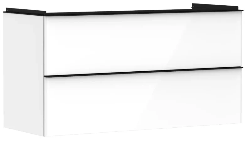 Hansgrohe Xelu Q - izlietnes apakšskapītis, 63x118x50 cm, 2 atvilktnes, balts spīdīgs/melns matēts 54035670