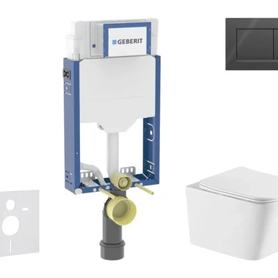 Geberit Kombifix - komplekts priekšsienas elements, WC Arkas I ar SoftClose sēdekli un Sigma20 vadības plati, melns spīdīgs/melns matēts SANI15CA5167