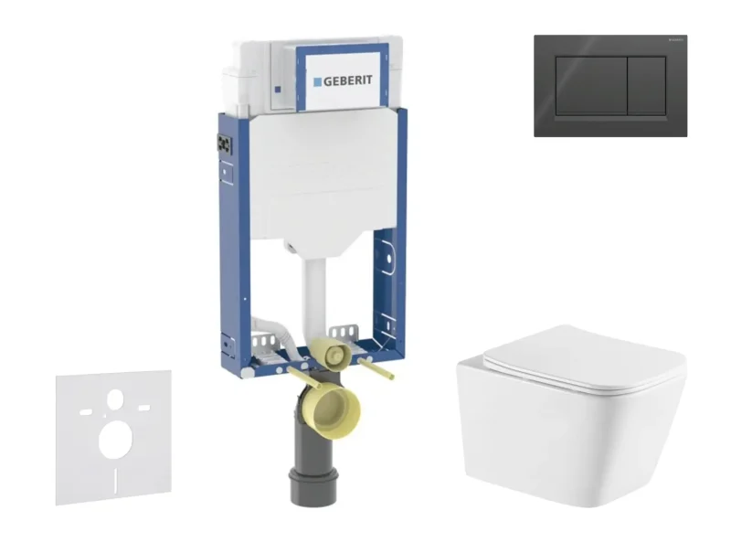 Geberit Kombifix - komplekts priekšsienas elements, WC Arkas I ar SoftClose sēdekli un Sigma20 vadības plati, melns spīdīgs/melns matēts SANI15CA5167