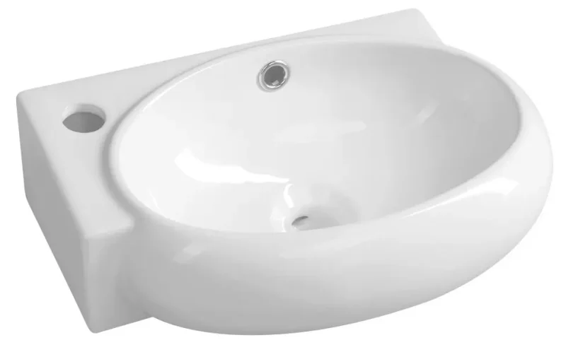 Sapho Small - izlietne Ribera 43x29 cm, ar pārplūdi, jaucējkrāna caurums kreisajā pusē, balta AR498