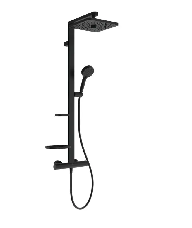 Ideal Standard Ceratherm ALU+ - dušas komplekts ar termostatu, 26x26 cm, 2 strūklas veidi, zīda melns BE210XG