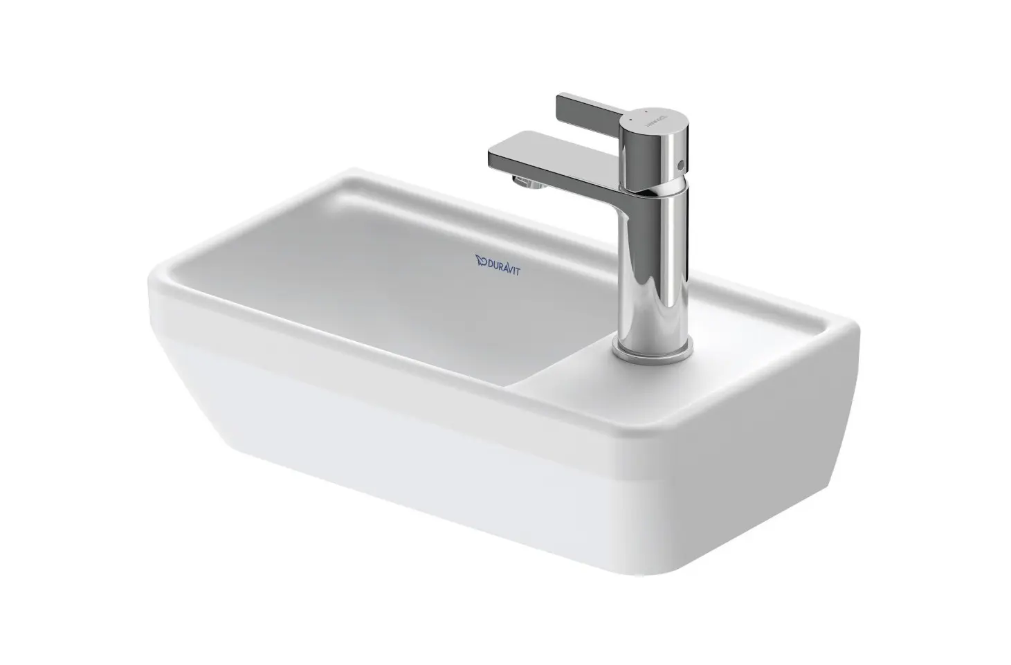 Duravit D-Neo - rokas izlietne 40 x 22 cm, bez pārplūdes, jaucējkrāna caurums labajā pusē, matēti balta 0739403241