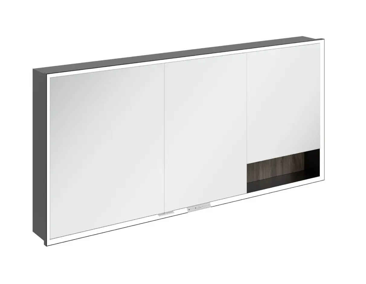 Villeroy & Boch My View+ - spoguļskapītis ar LED apgaismojumu 160x75x17 cm, 3 durvis, akmens ozols/matēti melns B48216RK