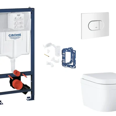 Grohe Rapid SL - komplekts ar priekšsienas elementu, WC ar SoftClose sēdekli, vadības plati Arena Cosmopolitan un Fresh pārveidošanas komplektu, Triple Vortex, Alpu balts SANI11BB3150