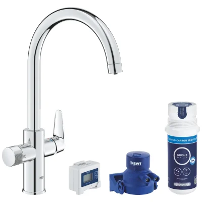Grohe Blue Pure - virtuves izlietnes maisītāja komplekts StartCurve ar filtra funkciju, hroms 30593000
