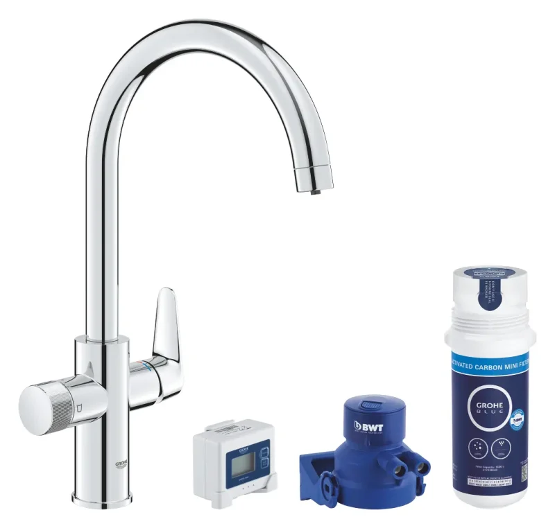 Grohe Blue Pure - virtuves izlietnes maisītāja komplekts StartCurve ar filtra funkciju, hroms 30593000