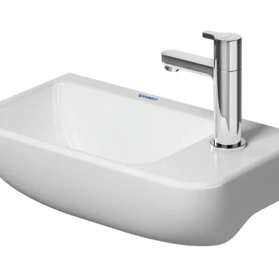 Duravit ME by Starck - roku mazgājamā izlietne 40 x 22 cm, bez pārplūdes, krāna caurums labajā pusē, DuraShield, balta 071740AC00
