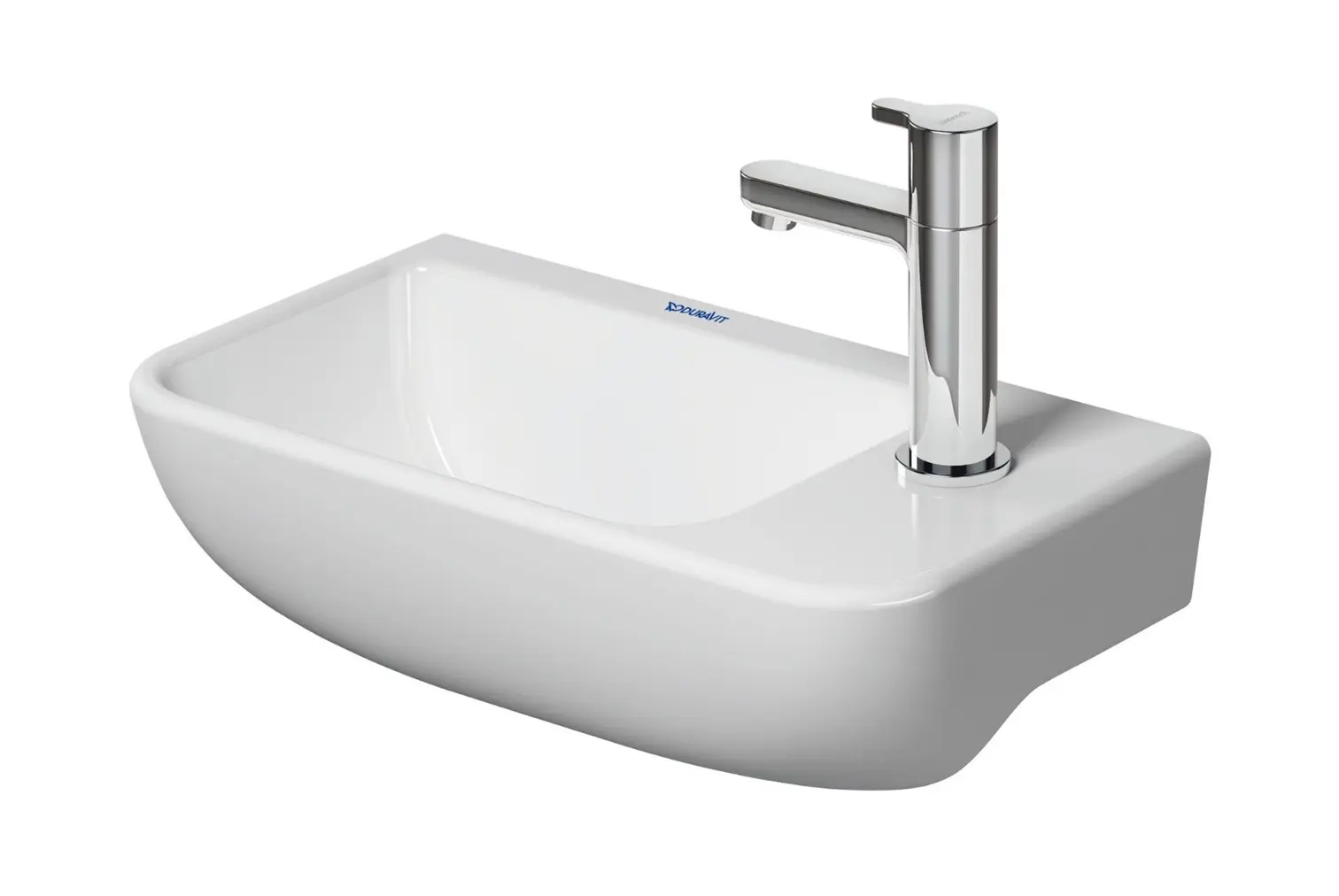 Duravit ME by Starck - roku mazgājamā izlietne 40 x 22 cm, bez pārplūdes, krāna caurums labajā pusē, DuraShield, balta 071740AC00