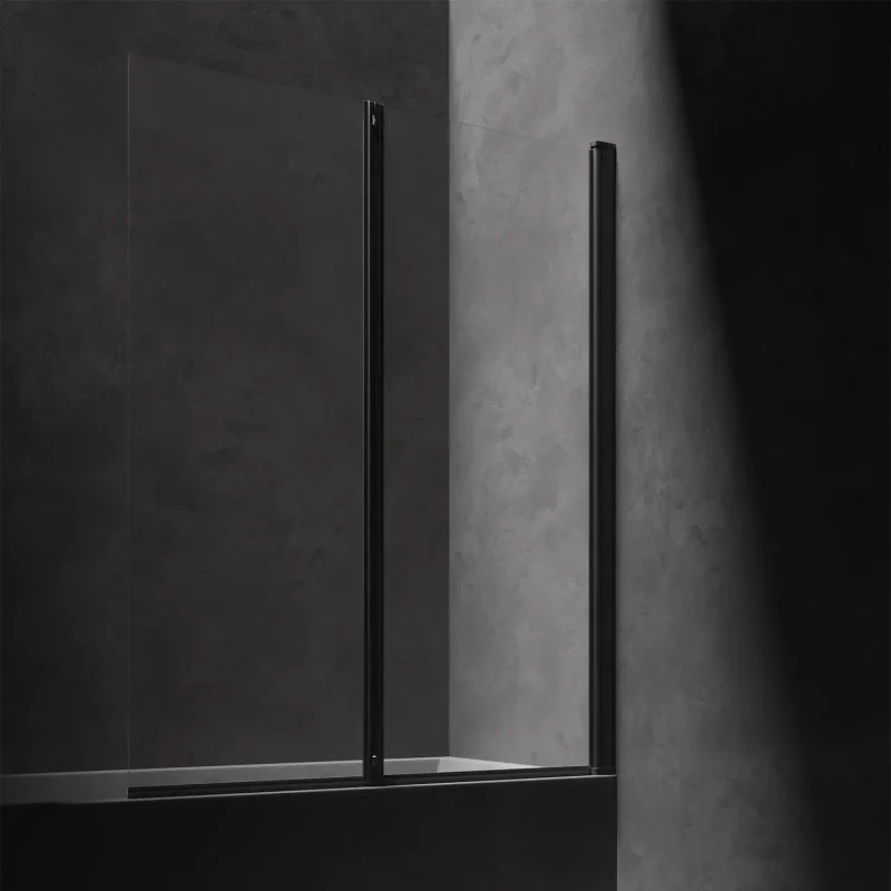 OMNIRES Kingston - vannas ekrāns 120x150 cm, caurspīdīgs stikls/matēti melns XHE20BLTR
