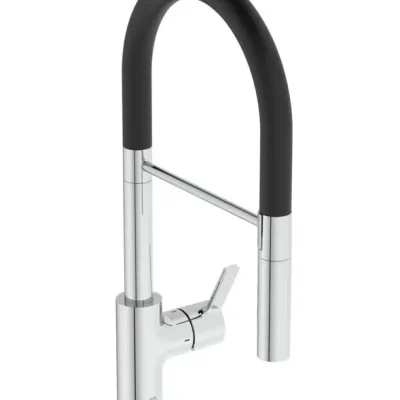 Ideal Standard Gusto - virtuves izlietnes maisītājs ar elastīgu roku un dušu, hroms/melns BD417AA