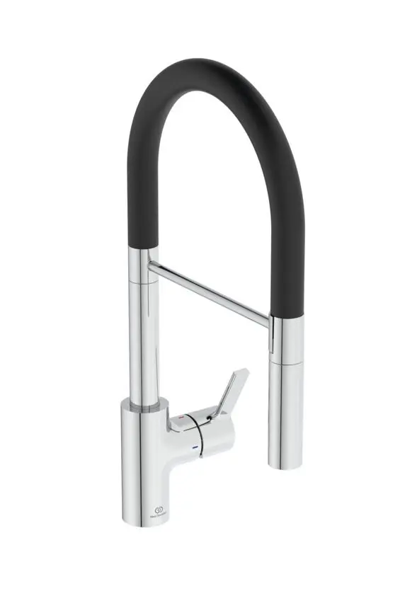 Ideal Standard Gusto - virtuves izlietnes maisītājs ar elastīgu roku un dušu, hroms/melns BD417AA