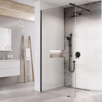 Ravak Walk-In - Walk-In Wall dušas siena 80x200 cm, melna/caurspīdīgs stikls GW9W4030SZ1