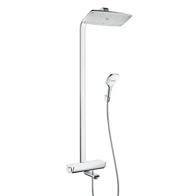 Hansgrohe Raindance Select - termostata vannas maisītājs Showerpipe 360 ar piederumiem, balts / hromēts 27113400