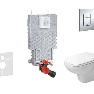 Grohe Uniset - priekšsienas uzstādīšanas komplekts, WC ar sēdekli, D-Code, bez skalošanas malas, SoftClose, vadības plate Skate Cosmo, hroms 38643SET-KK