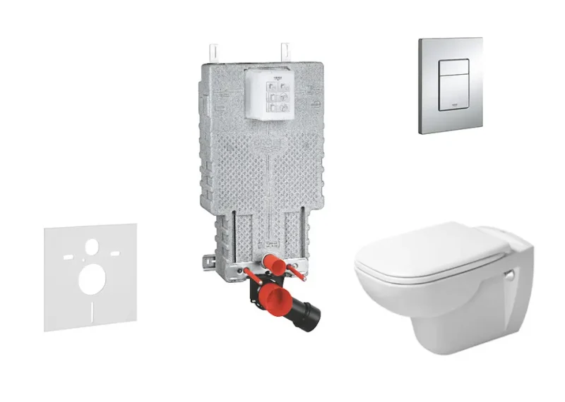 Grohe Uniset - priekšsienas uzstādīšanas komplekts, WC ar sēdekli, D-Code, bez skalošanas malas, SoftClose, vadības plate Skate Cosmo, hroms 38643SET-KK