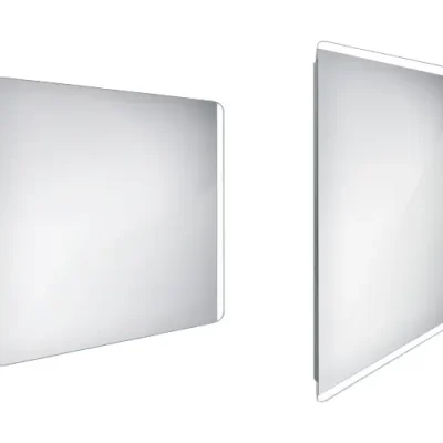 Nimco spogulis - LED vannas istabas spogulis 90x70 cm, noapaļots, alumīnijs ZP 17019