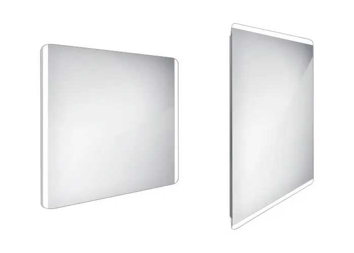 Nimco spogulis - LED vannas istabas spogulis 90x70 cm, noapaļots, alumīnijs ZP 17019