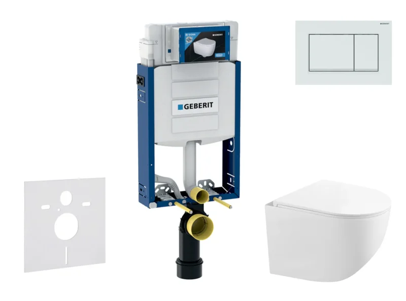Geberit Kombifix - komplekts priekšsienas elements, kompaktā WC Gaia ar Softclose sēdekli un Sigma20 vadības plati, balts/balts matēts SANI15CA3130