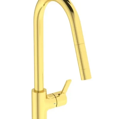 Ideal Standard Gusto - virtuves izlietnes maisītājs ar izvelkamu izteku, birstēts zelts BD414A2