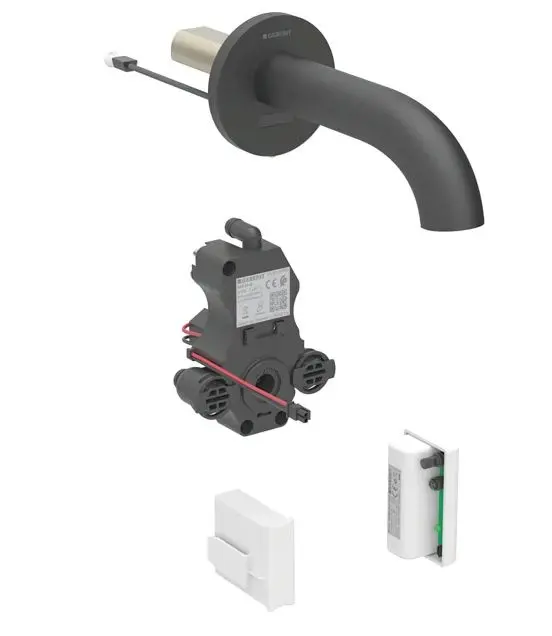 Geberit Piave - elektroniska izlietnes maisītājs zemapmetuma, ģeneratora darbība, easy to clean, matēti melns 116.266.14.1