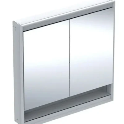 Geberit ONE - spoguļskapis ar LED apgaismojumu, 90x90x15 cm, 2 durvis, zemapmetuma montāža, ar nišu, balts 505.823.00.2