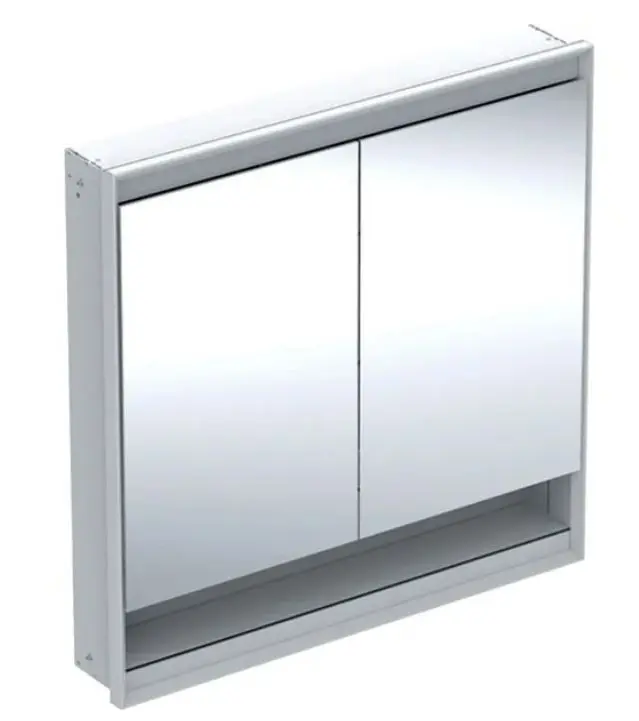 Geberit ONE - spoguļskapis ar LED apgaismojumu, 90x90x15 cm, 2 durvis, zemapmetuma montāža, ar nišu, balts 505.823.00.2