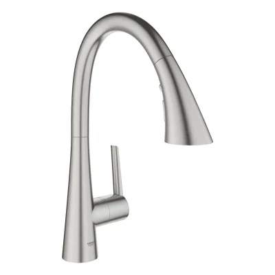 Grohe Zedra - virtuves izlietnes maisītājs ar izvelkamu trauku dušu, SuperSteel 32294DC2