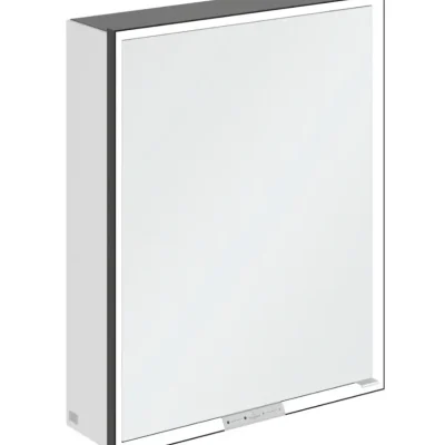 Villeroy & Boch My View+ - spoguļskapītis ar LED apgaismojumu 60x75x17 cm, 1 durvis, eņģes kreisajā pusē, Brilliant White/Matēti melns B4816LVE