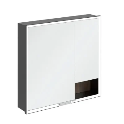 Villeroy & Boch My View+ - spoguļskapis ar LED apgaismojumu 80x75x17 cm, 2 durvis, Arizona ozols/matēti melns B48280VH