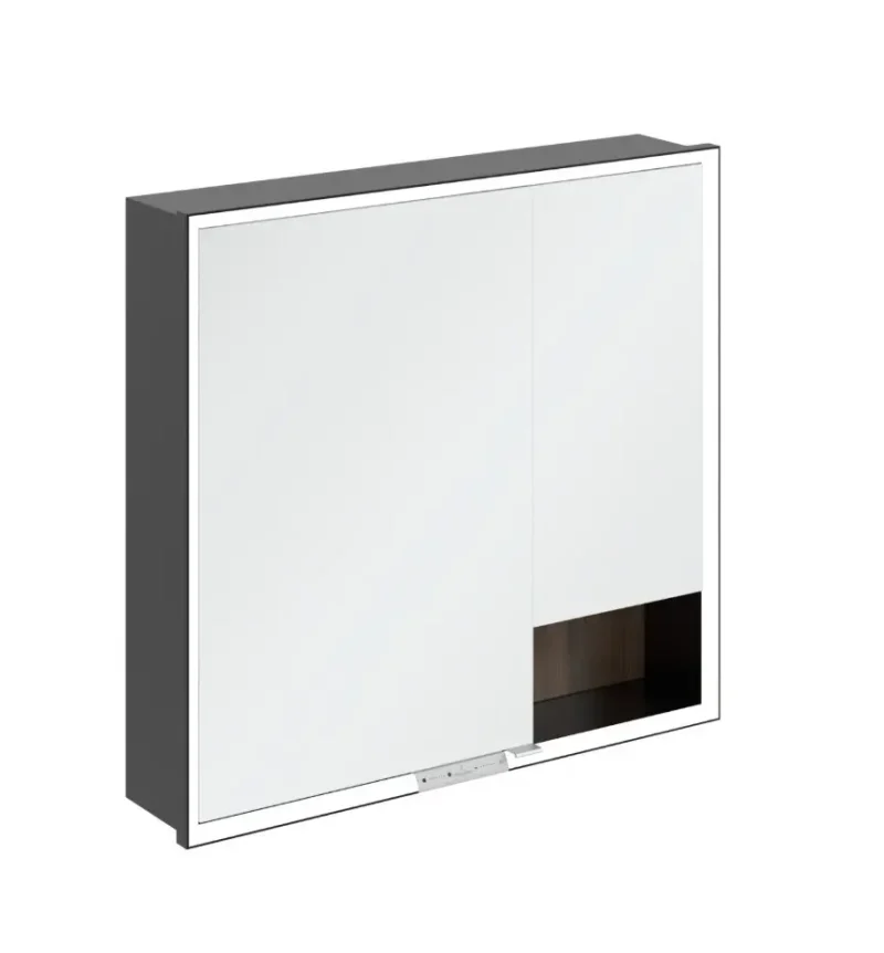 Villeroy & Boch My View+ - spoguļskapis ar LED apgaismojumu 80x75x17 cm, 2 durvis, Arizona ozols/matēti melns B48280VH